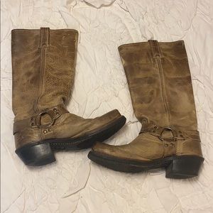 Frye Harness Boot 12R Yellow Tan Tall Womens 9